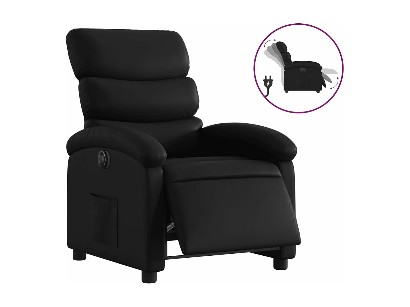Fauteuil inclinable électrique Noir Similicuir