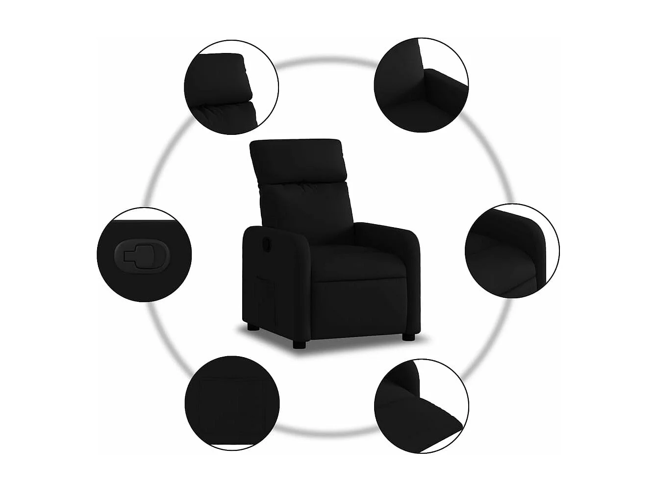 Fauteuil inclinable Noir Tissu