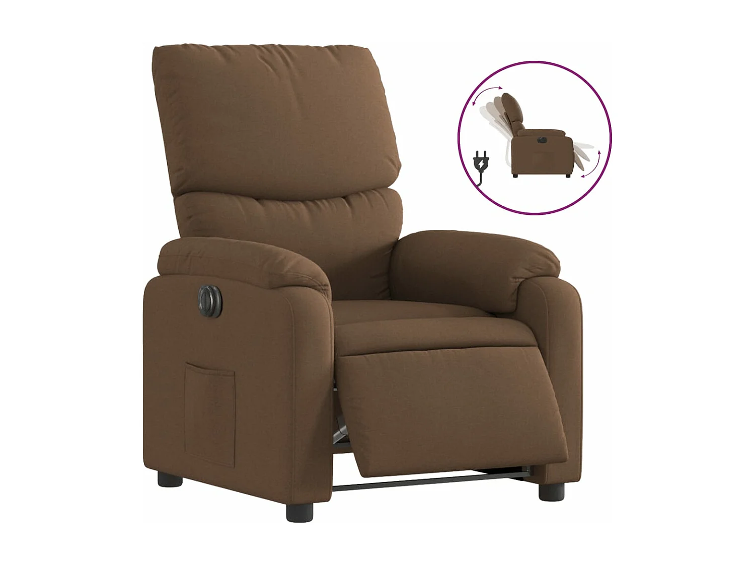 Fauteuil inclinable électrique Marron Tissu