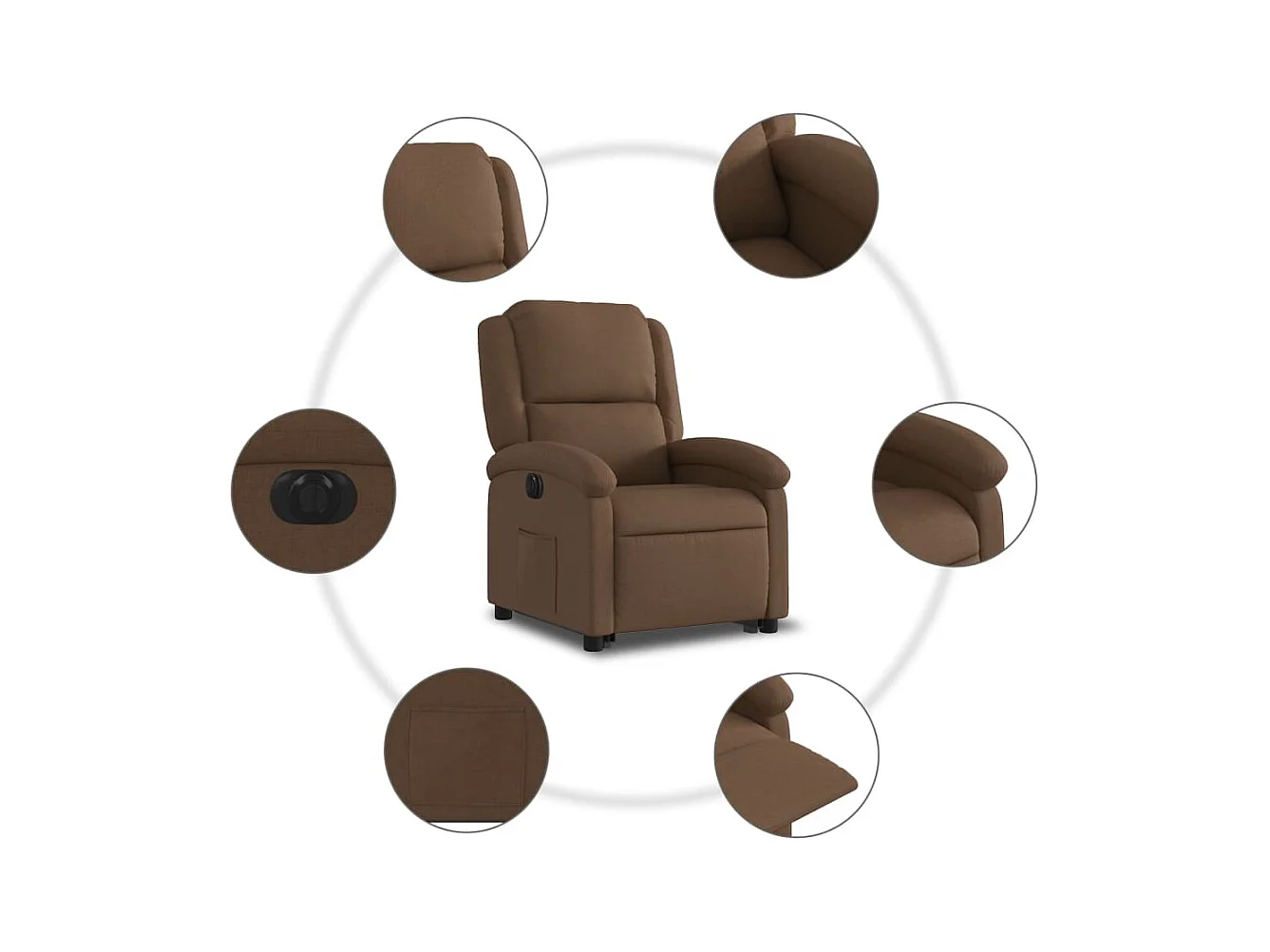 Fauteuil inclinable électrique marron tissu