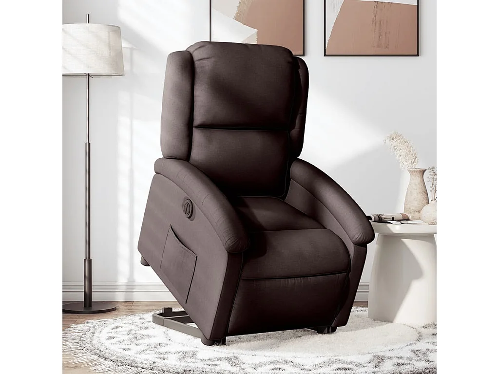 Fauteuil inclinable électrique marron foncé tissu