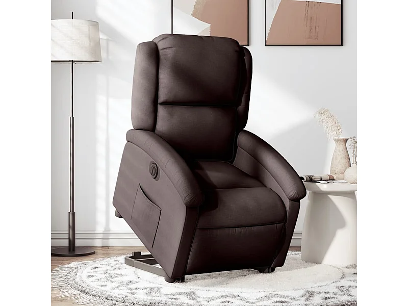 Fauteuil inclinable électrique marron foncé tissu