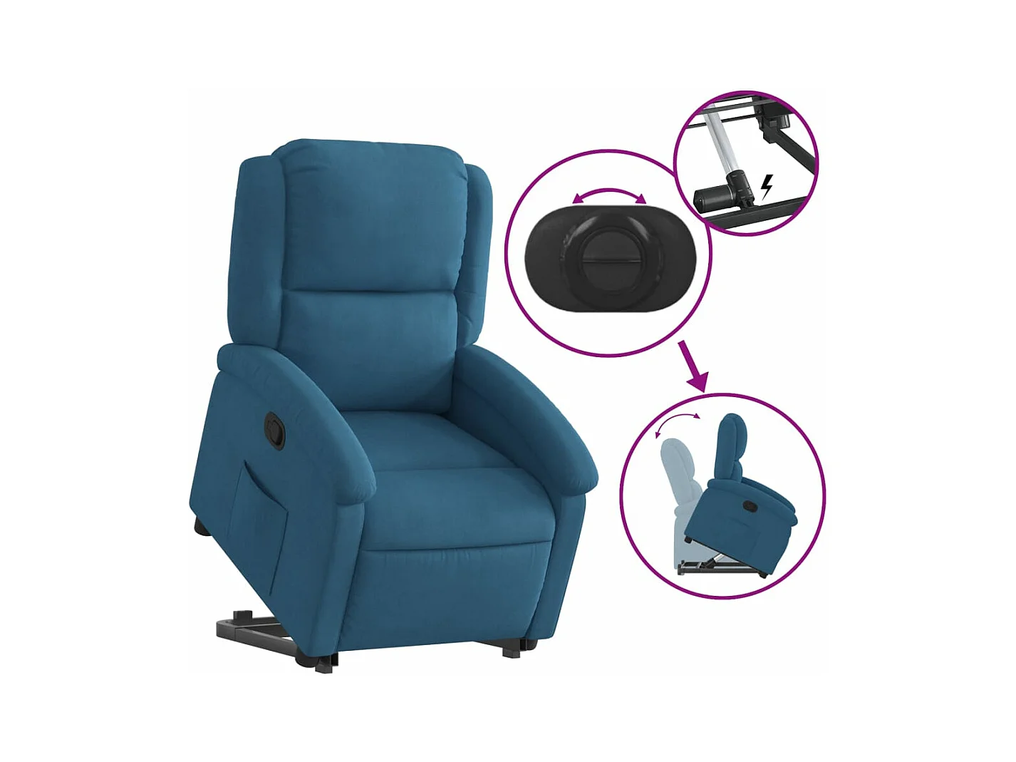 Fauteuil inclinable bleu velours
