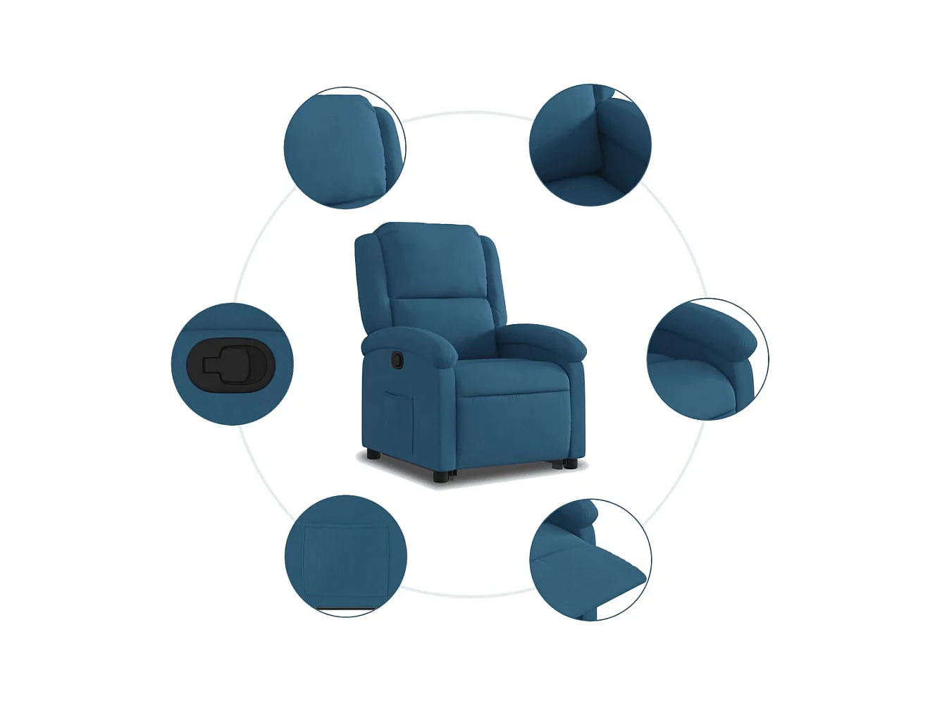 Fauteuil inclinable bleu velours