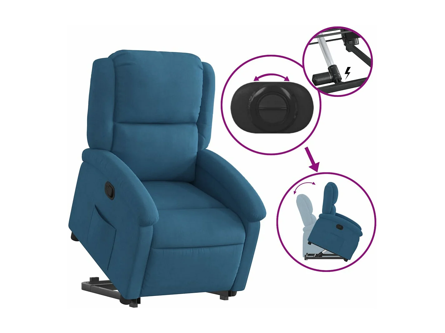Fauteuil inclinable bleu velours