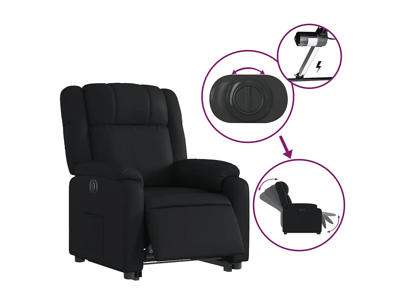 Fauteuil inclinable électrique noir similicuir