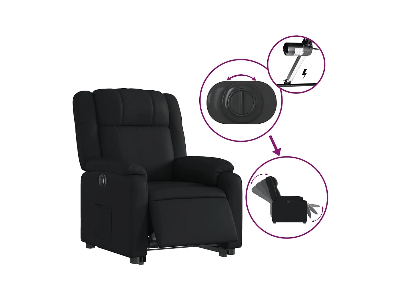 Fauteuil inclinable électrique noir similicuir