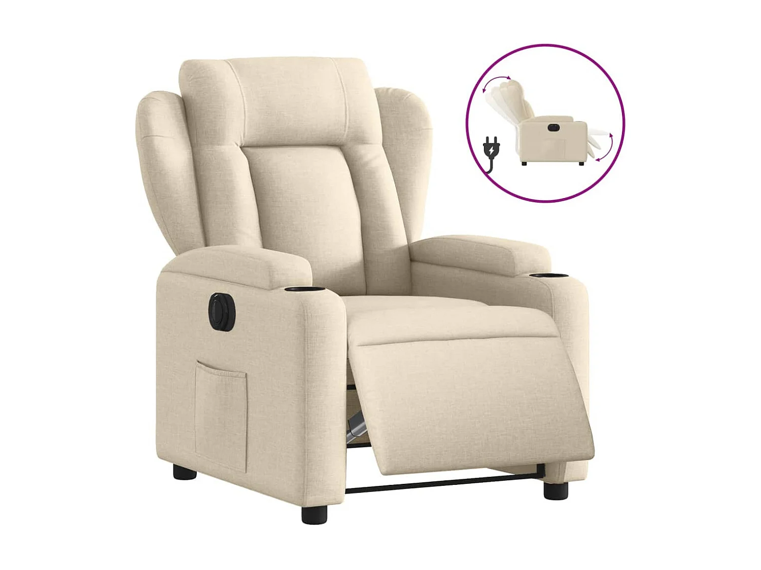 Fauteuil inclinable électrique Crème Tissu