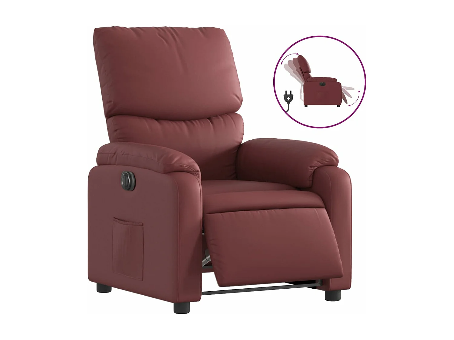 Fauteuil inclinable électrique Rouge bordeaux Similicuir