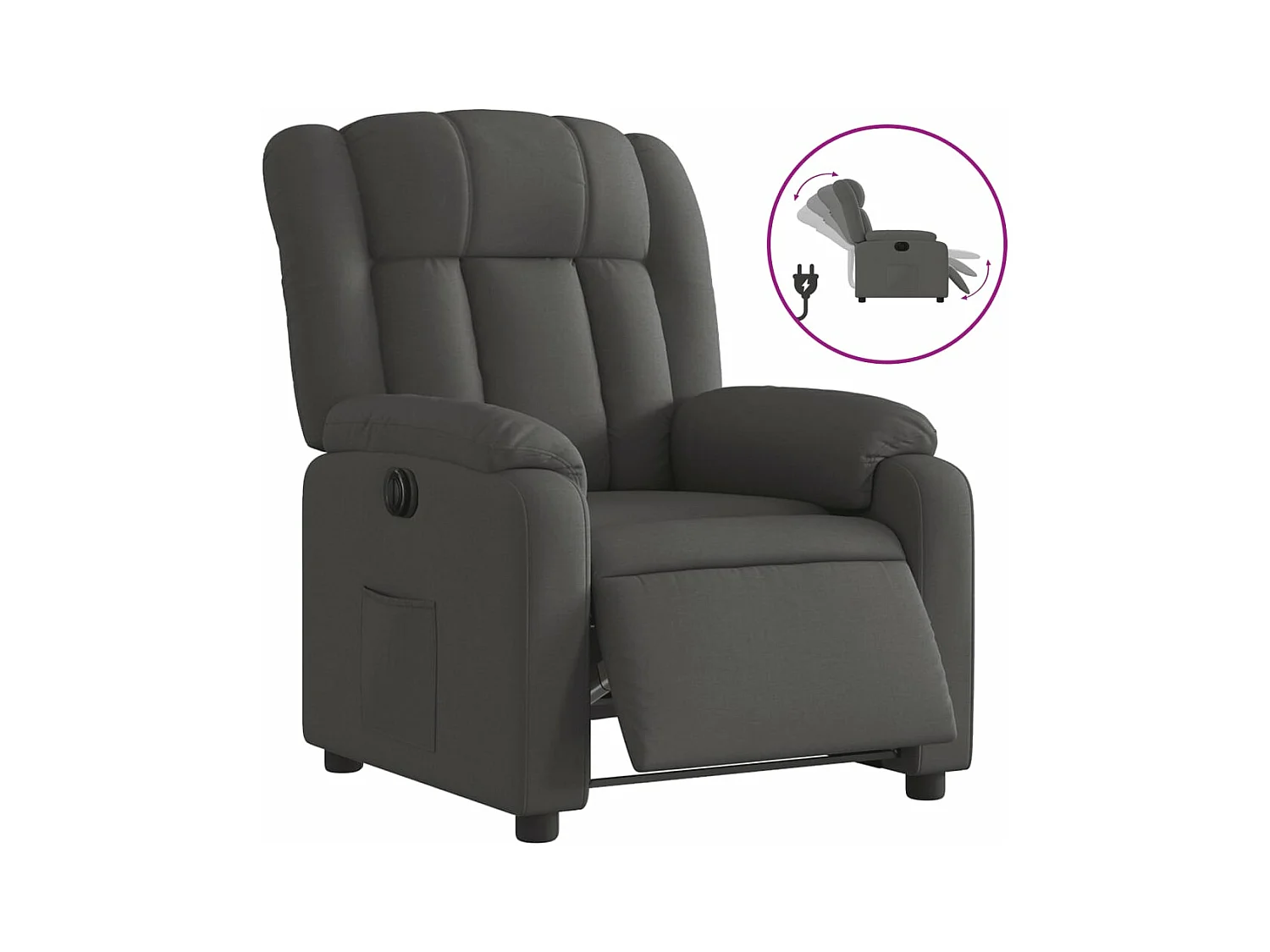 Fauteuil inclinable électrique Gris foncé Tissu
