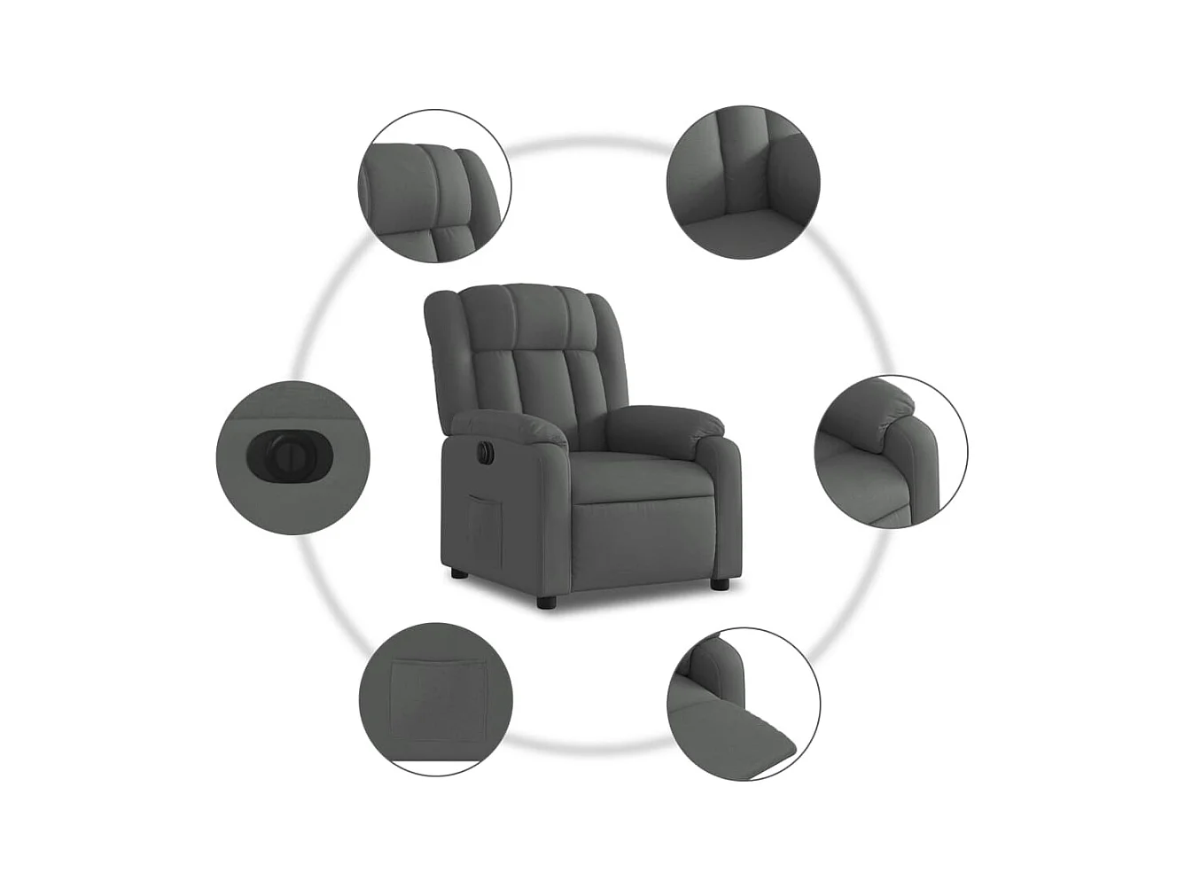 Fauteuil inclinable électrique Gris foncé Tissu