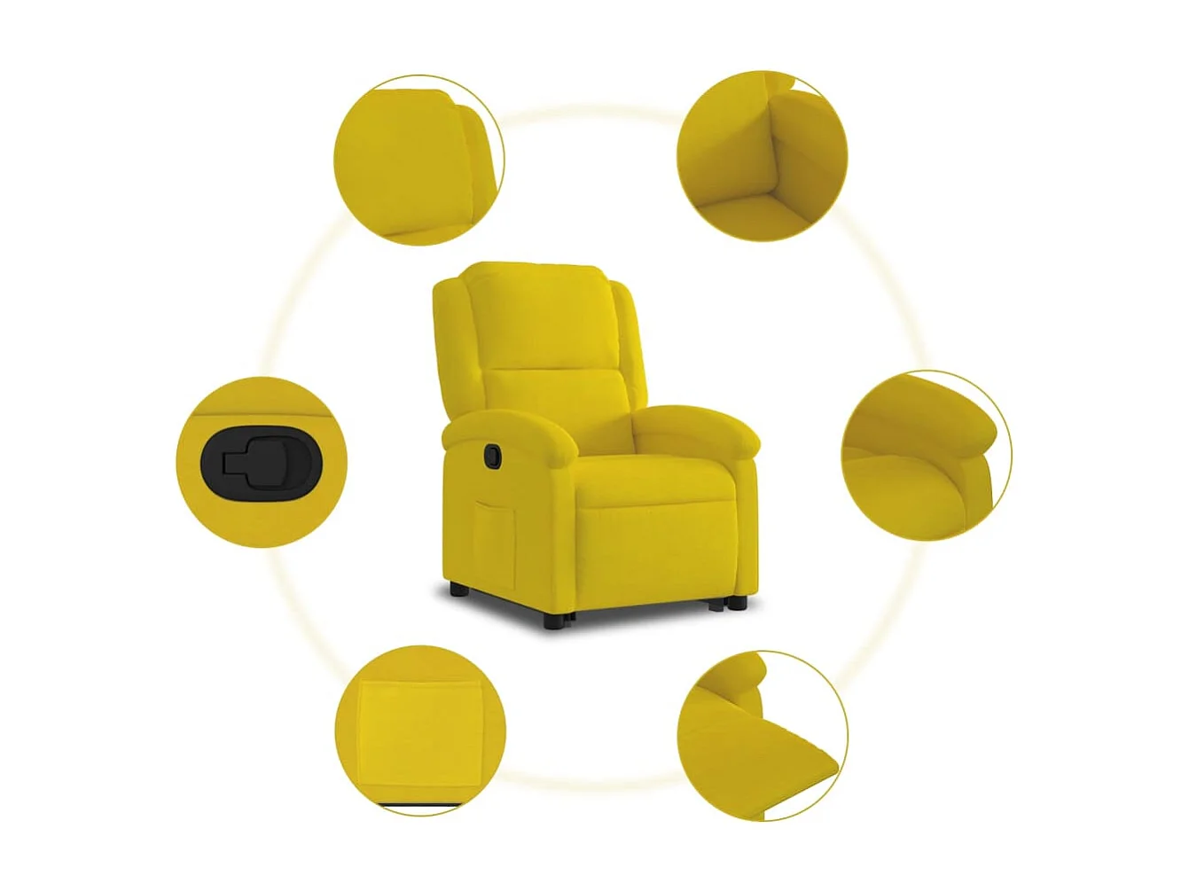 Fauteuil inclinable Jaune Velours