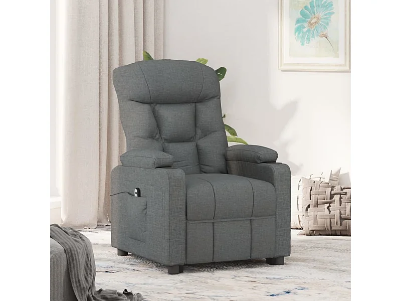 Sillón reclinable eléctrico de tela gris oscuro