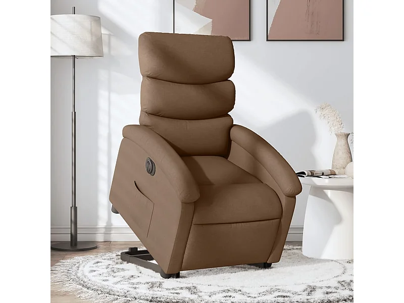 Fauteuil inclinable électrique marron tissu