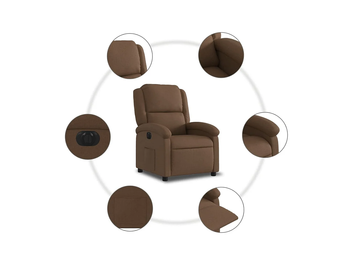 Fauteuil inclinable électrique Marron Tissu