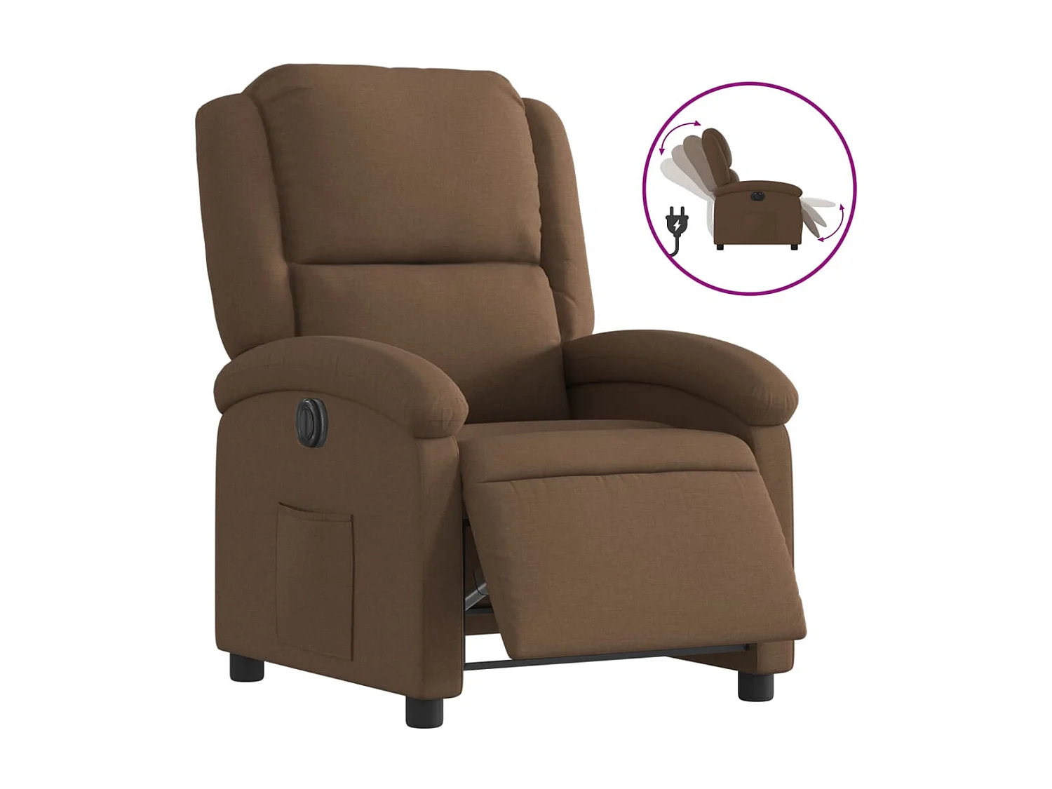 Fauteuil inclinable électrique Marron Tissu