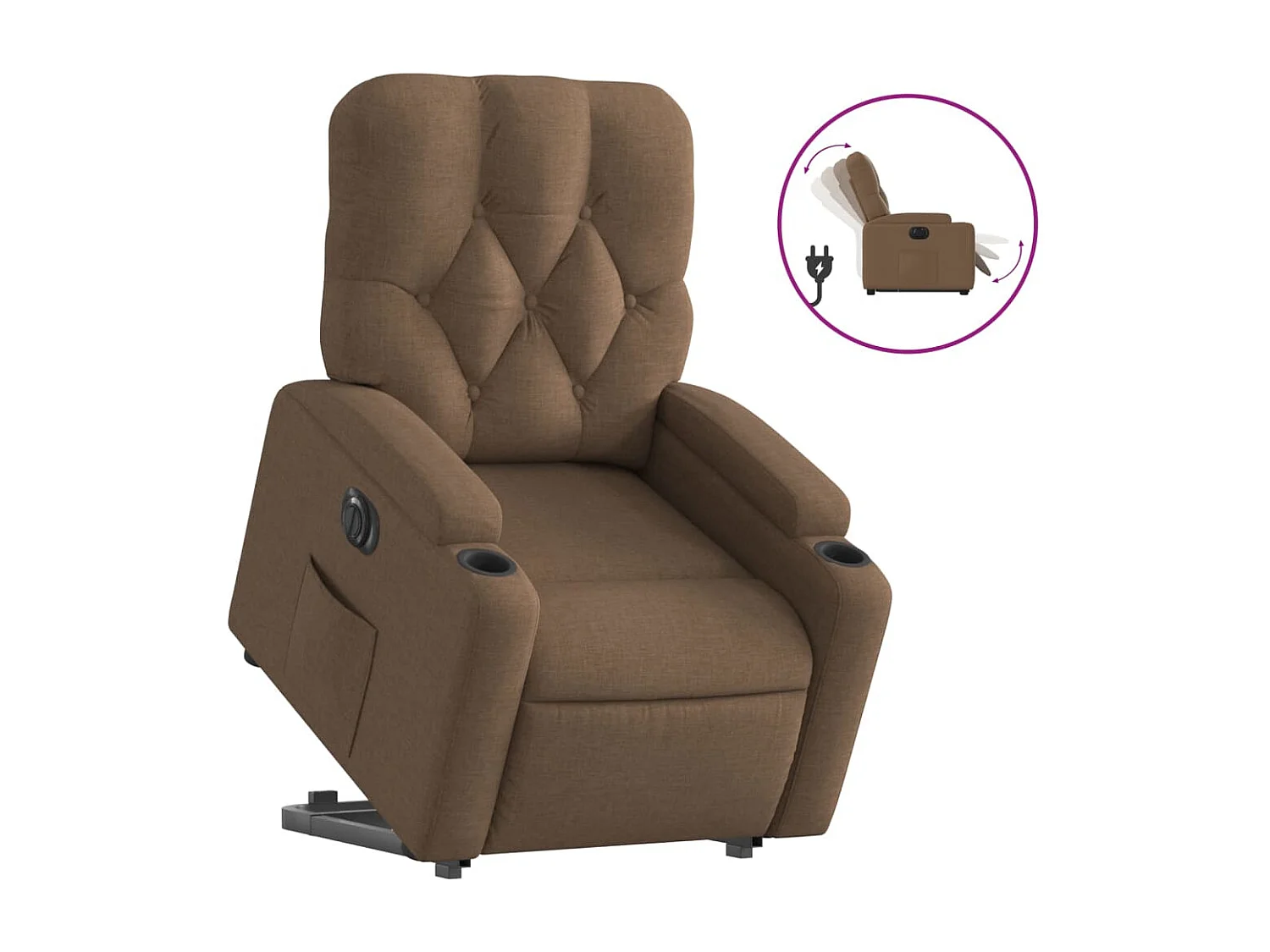 Fauteuil inclinable électrique marron tissu