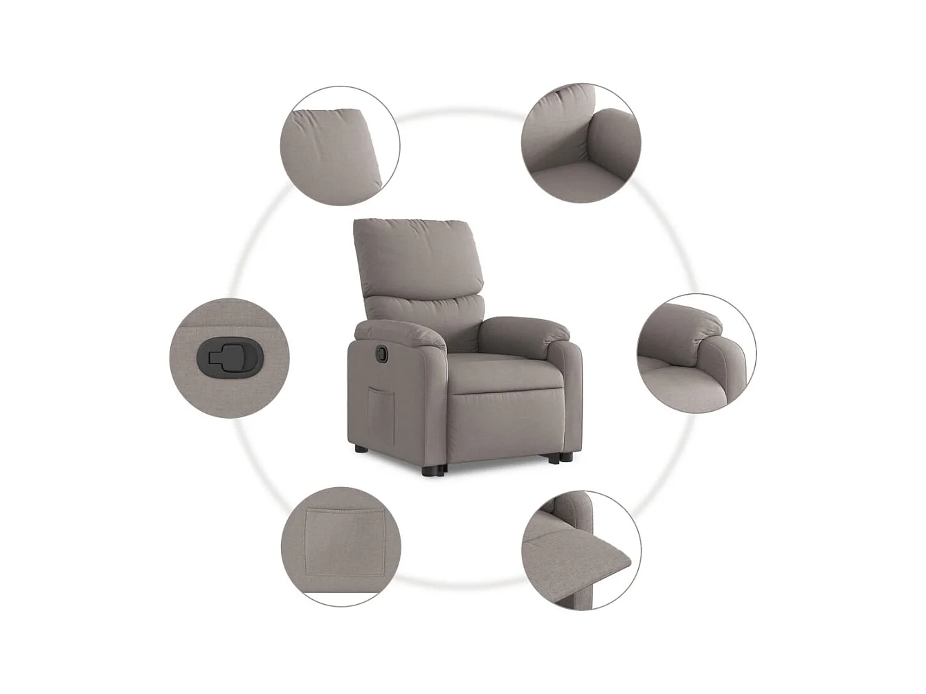 Fauteuil inclinable taupe tissu