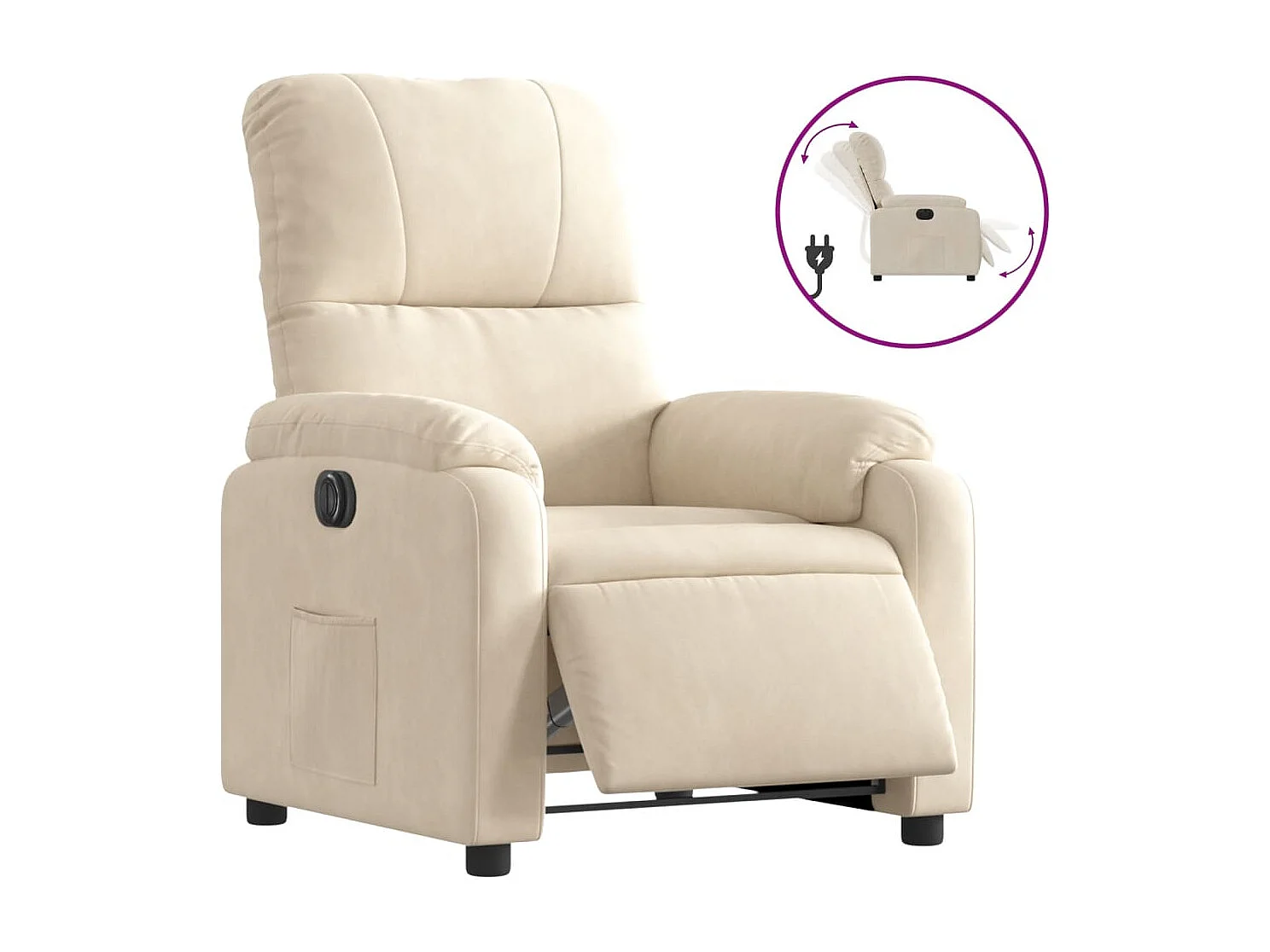 Fauteuil inclinable électrique beige tissu microfibre