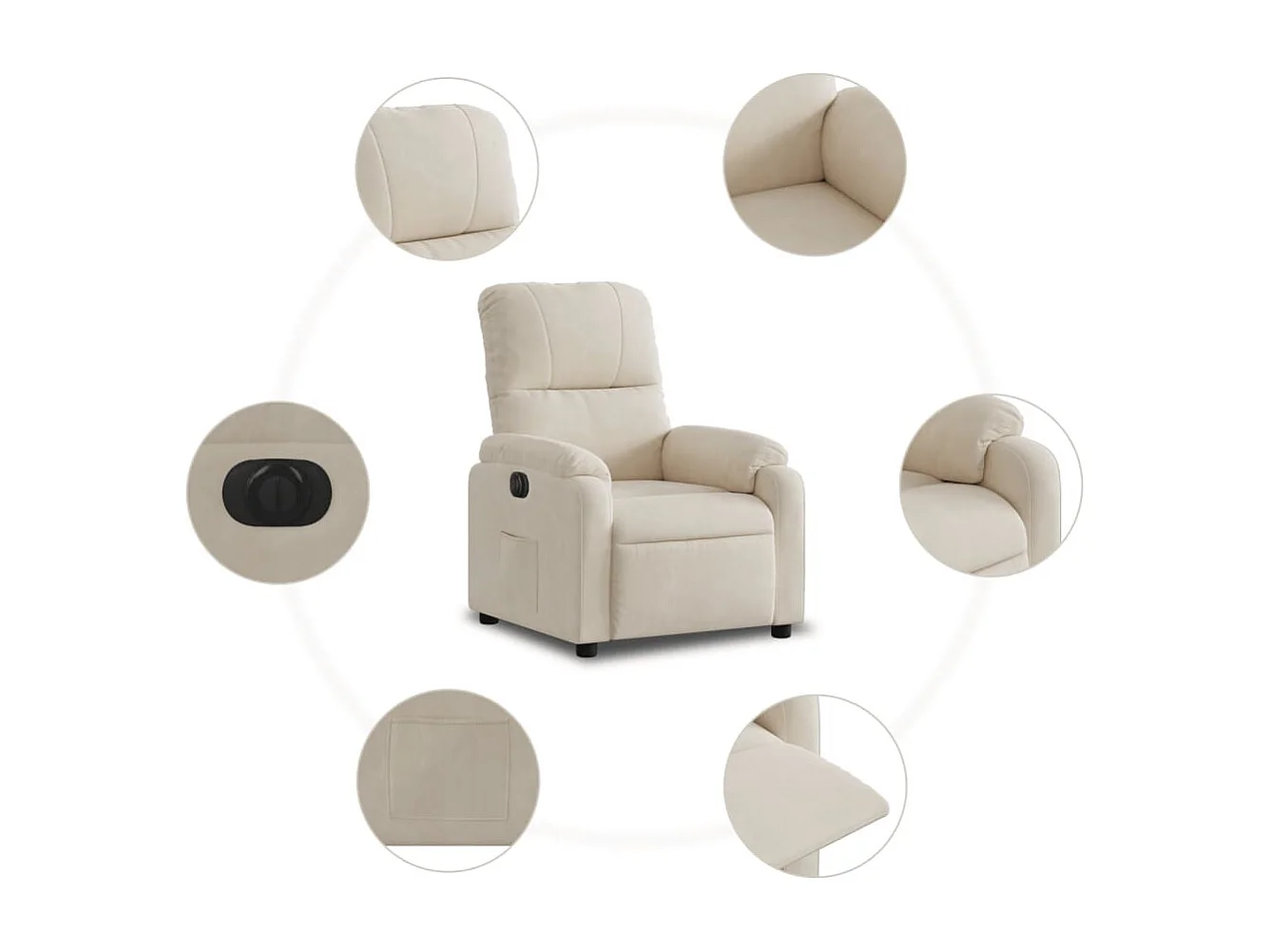 Fauteuil inclinable électrique beige tissu microfibre