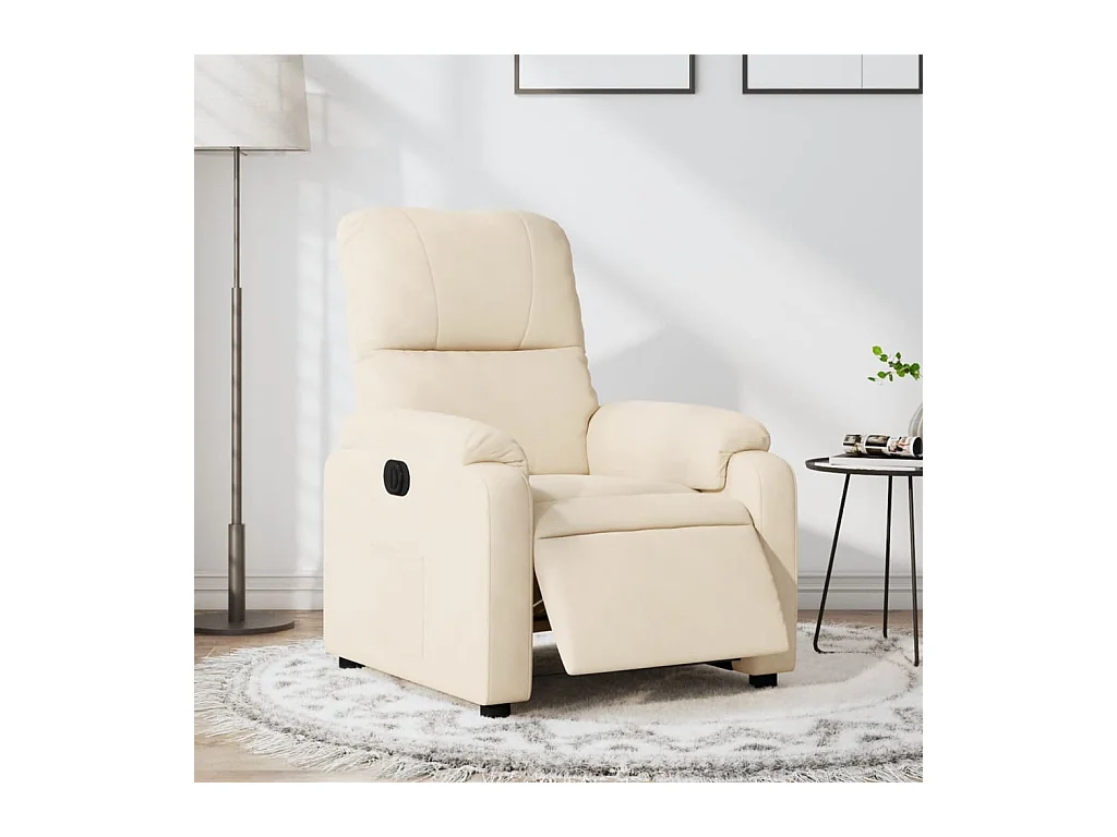 Fauteuil inclinable électrique beige tissu microfibre