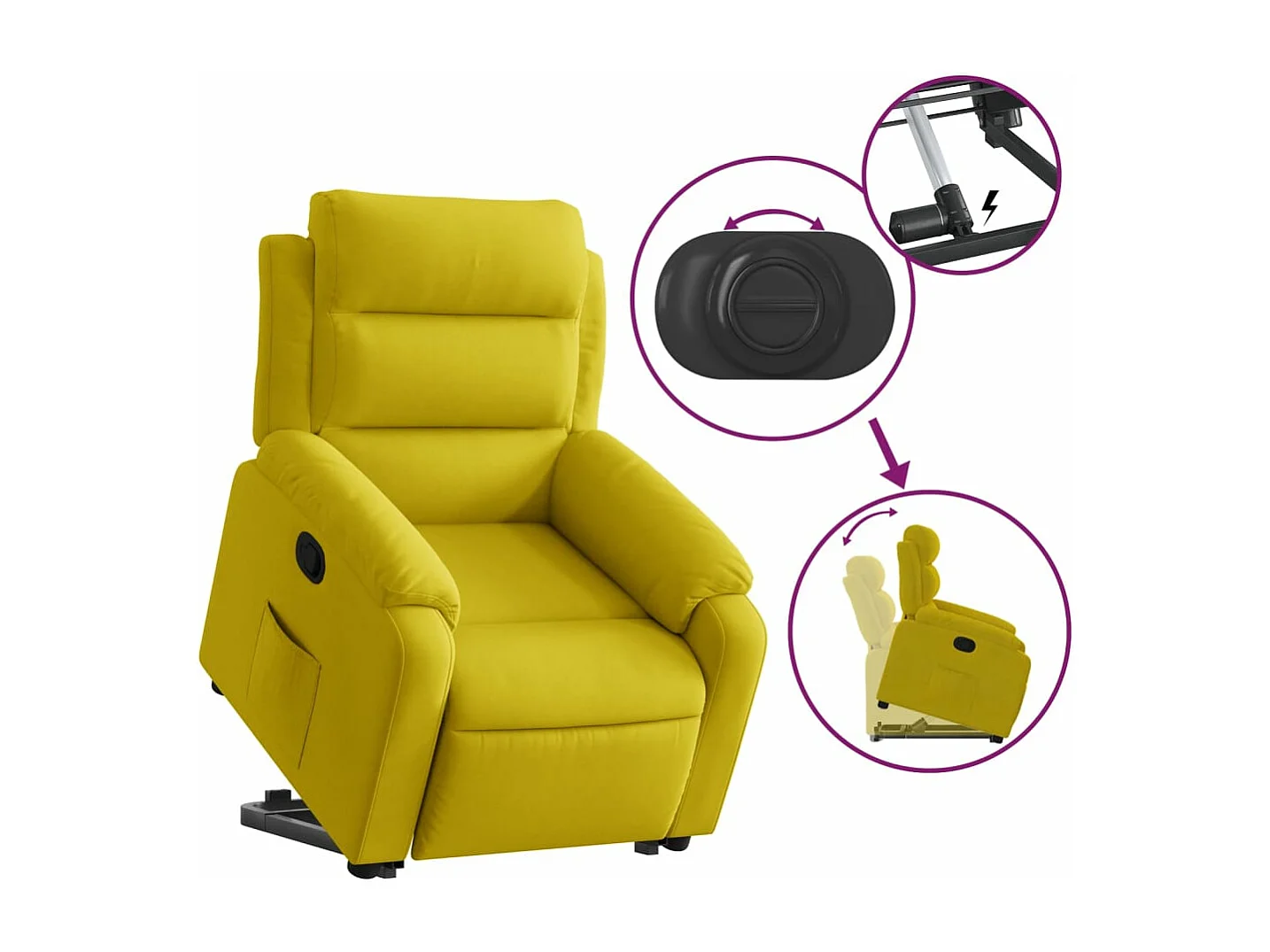Fauteuil inclinable Jaune Velours