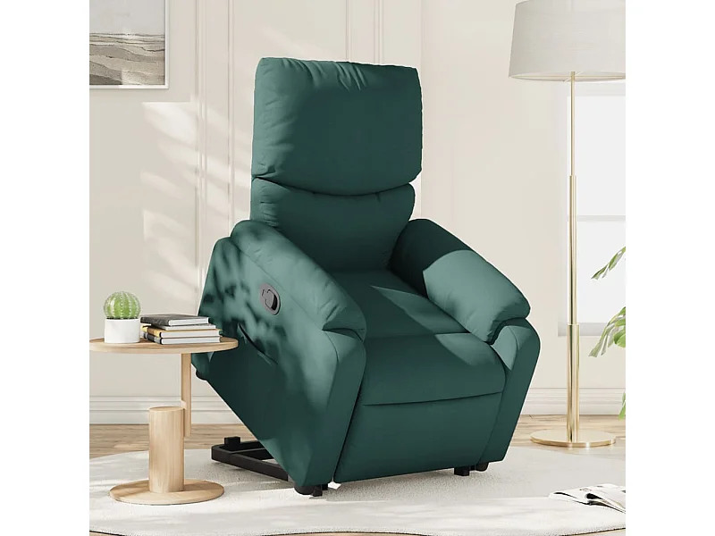 Sillón reclinable elevable tela verde oscuro