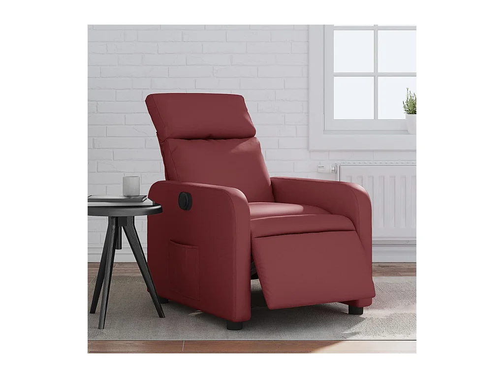 Sillón reclinable eléctrico de cuero sintético rojo tinto