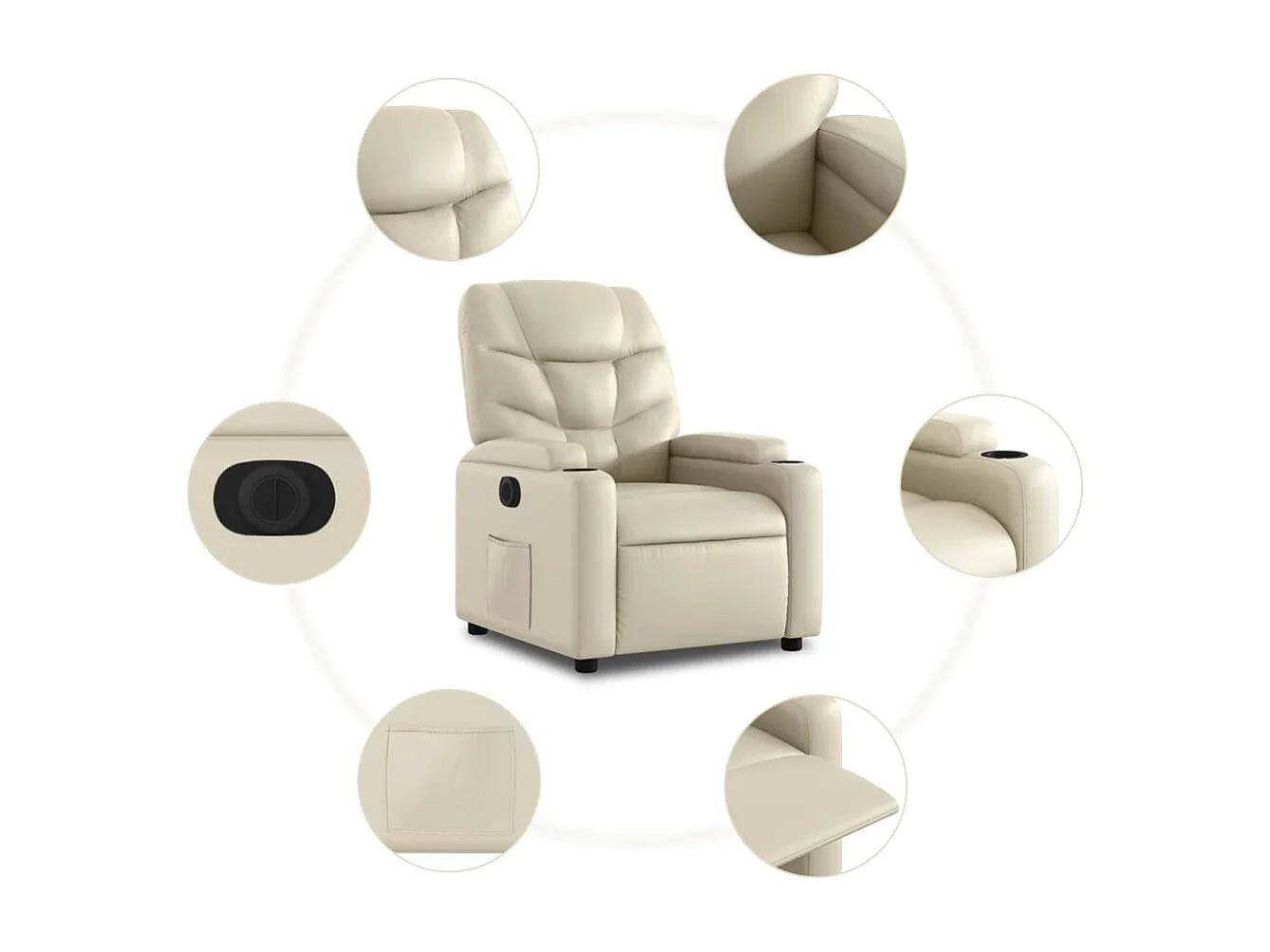 Fauteuil inclinable électrique Crème Similicuir