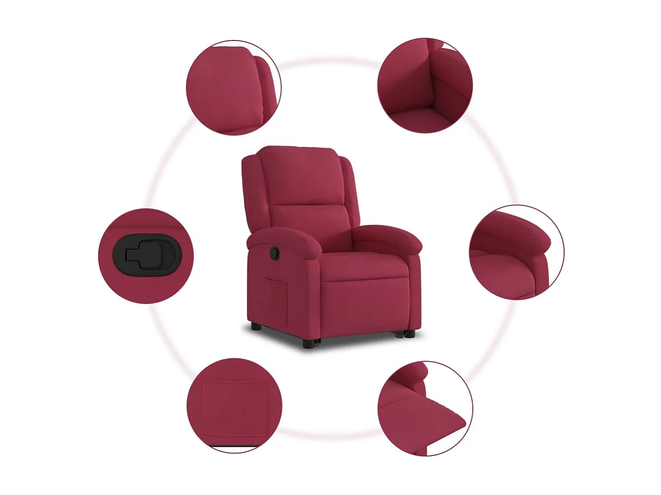 Fauteuil inclinable Rouge bordeaux Velours