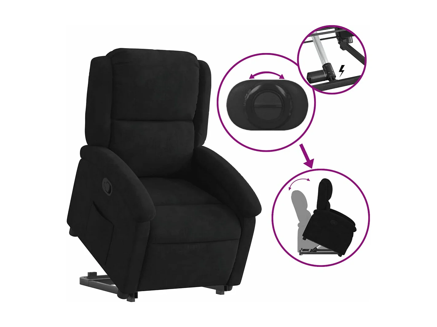 Fauteuil inclinable Noir Velours