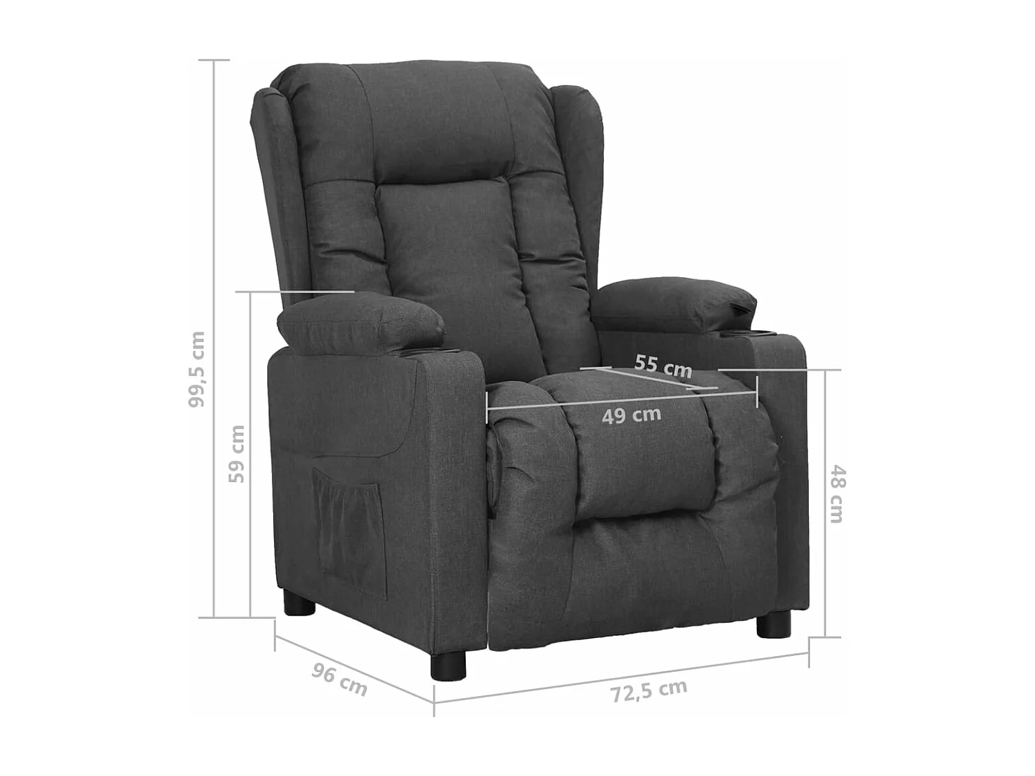 Fauteuil inclinable Gris foncé Tissu