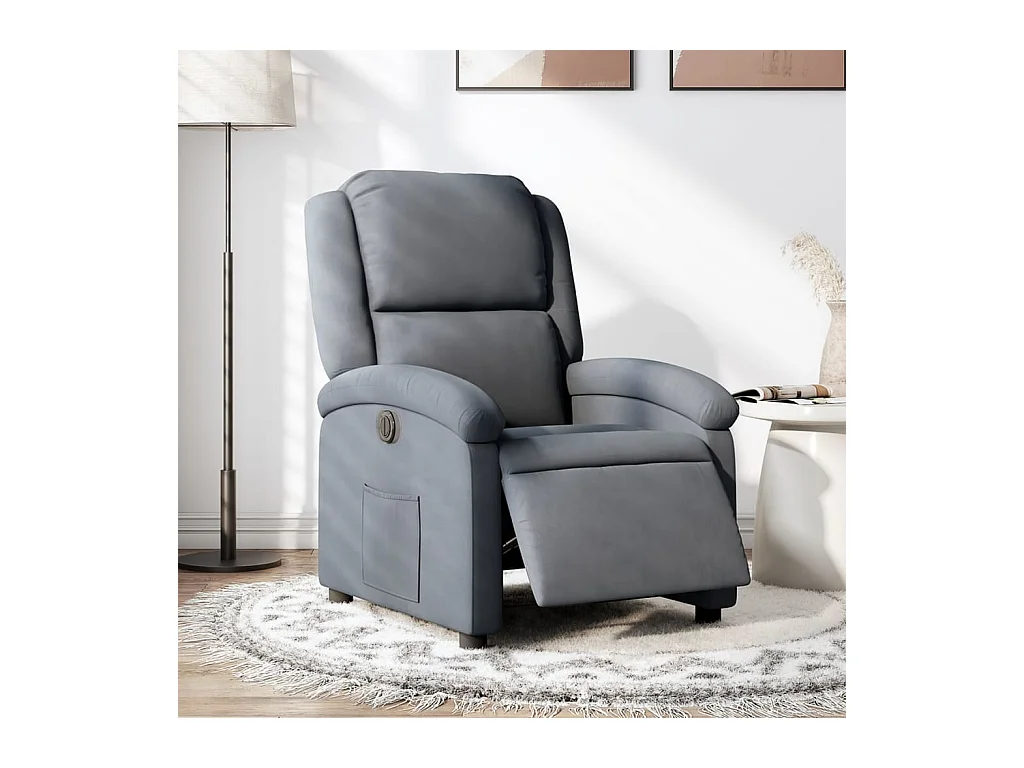 Fauteuil inclinable électrique Gris foncé Velours