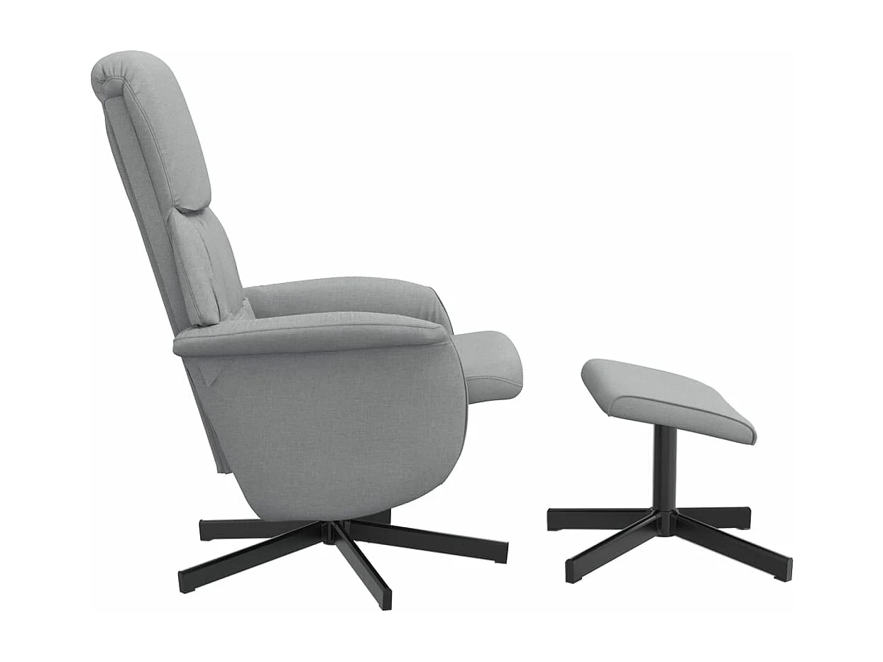 Fauteuil inclinable avec repose-pied gris clair tissu