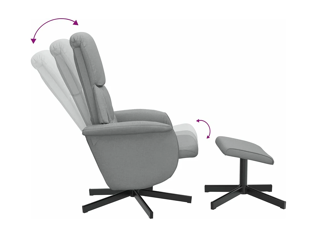 Fauteuil inclinable avec repose-pied gris clair tissu