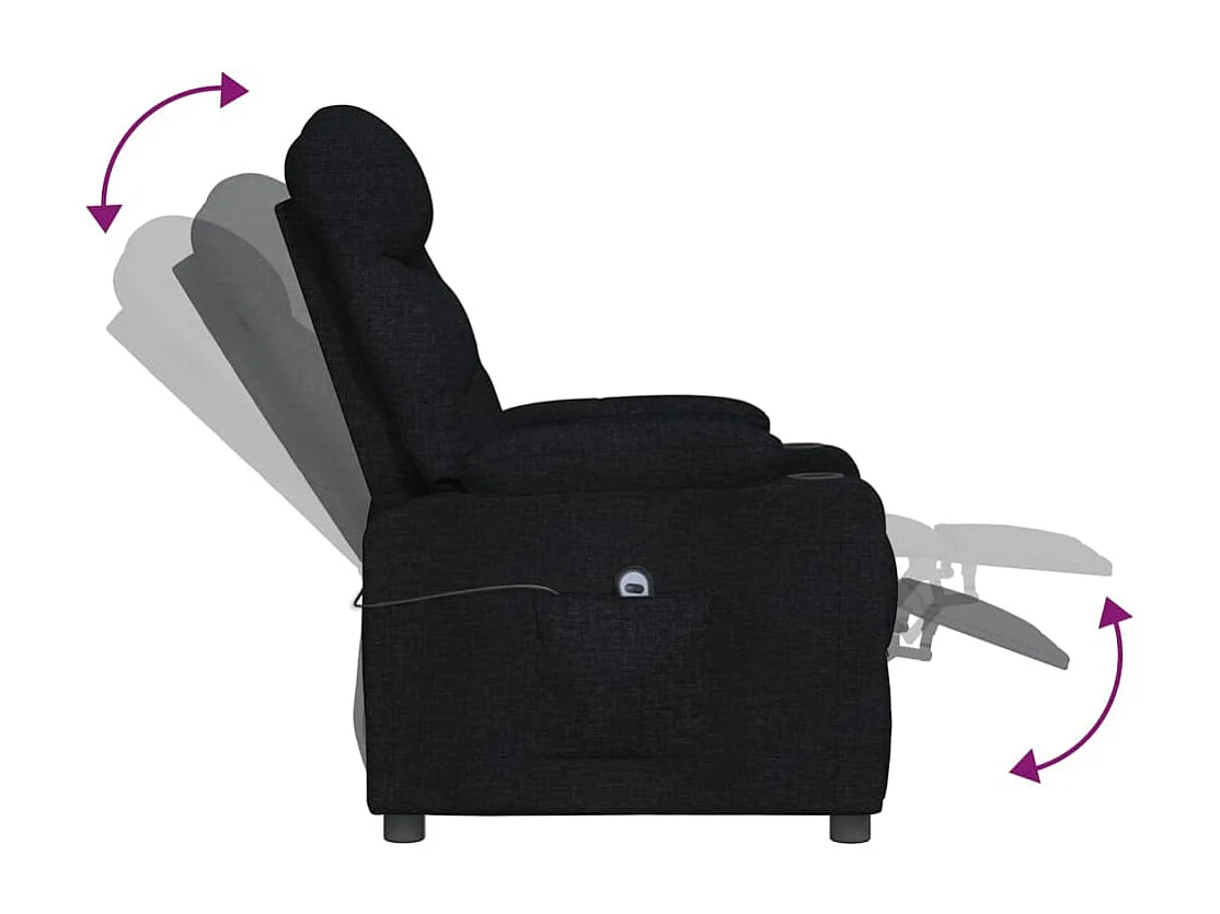 Fauteuil inclinable électrique Noir Tissu