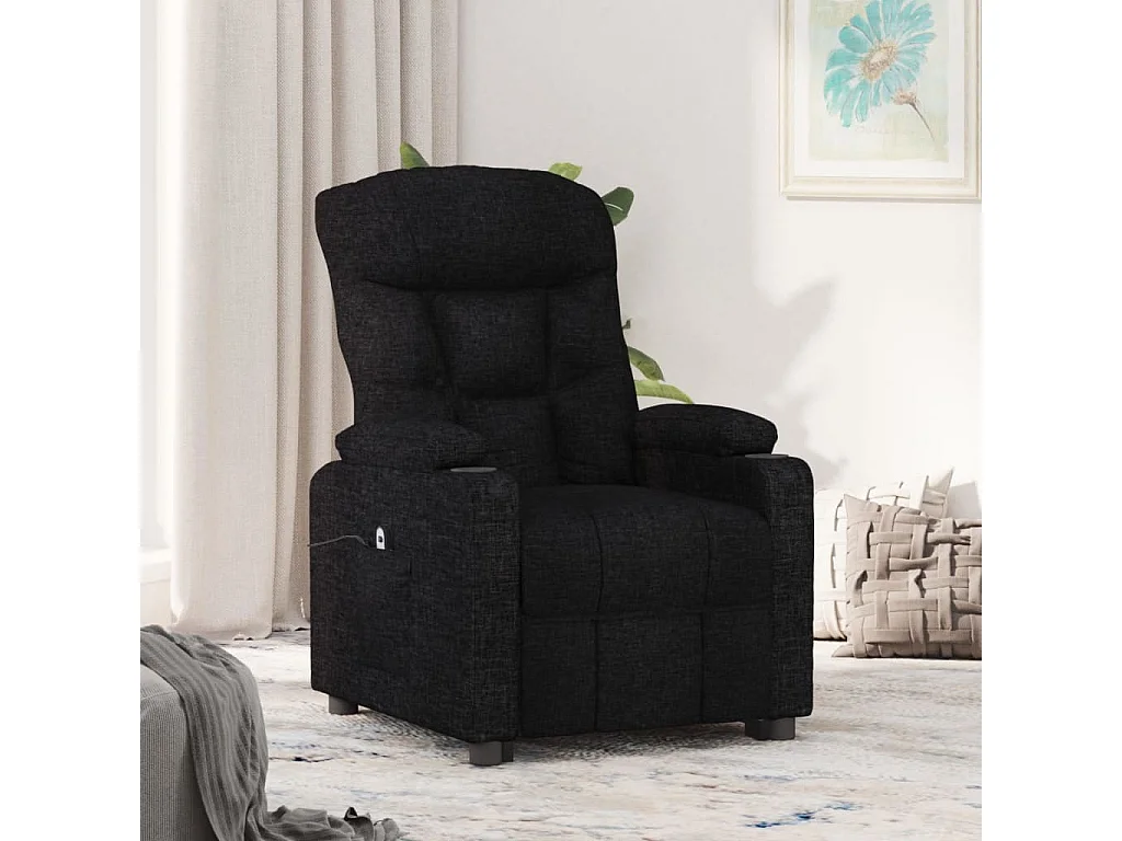 Sillón reclinable eléctrico de tela negro