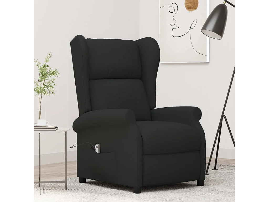 Fauteuil inclinable électrique à oreilles noir tissu