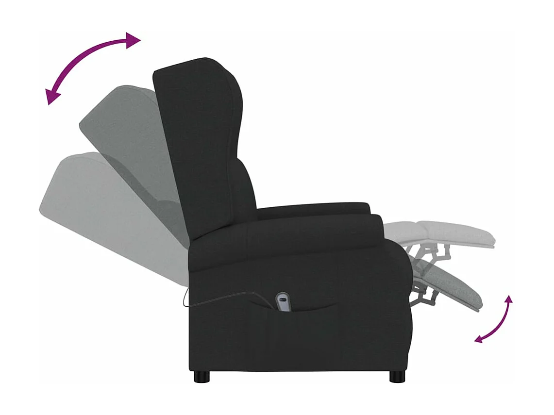 Fauteuil inclinable électrique à oreilles noir tissu