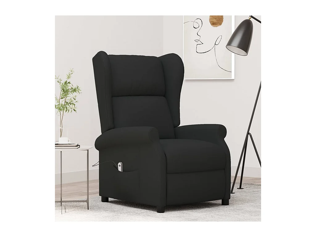 Fauteuil inclinable électrique à oreilles noir tissu