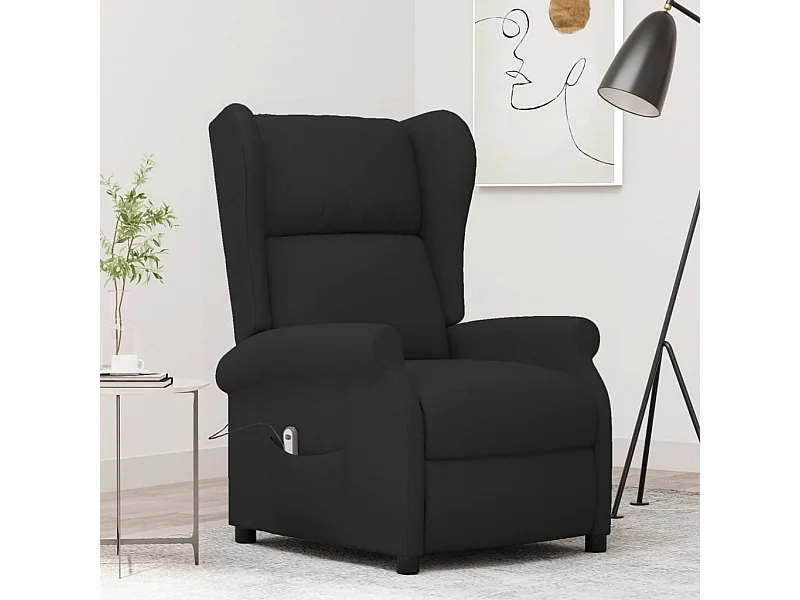 Fauteuil inclinable électrique à oreilles noir tissu