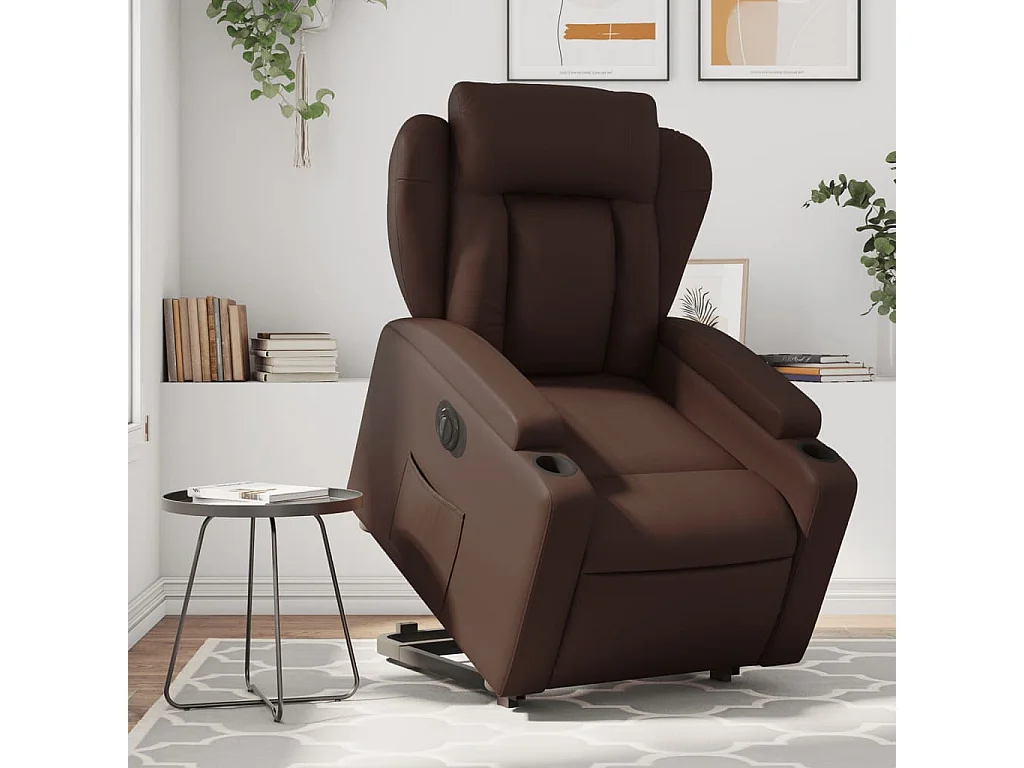 Fauteuil inclinable électrique marron similicuir