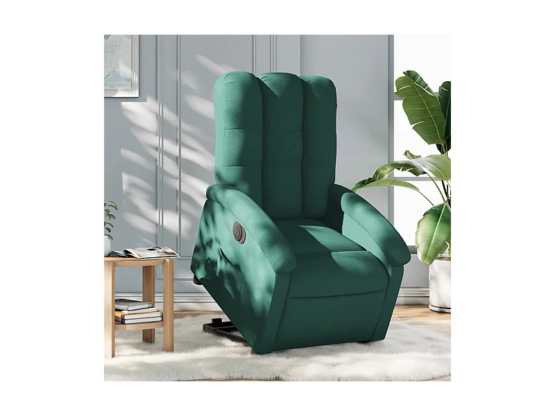 Sillón eléctrico reclinable elevable de tela verde oscuro