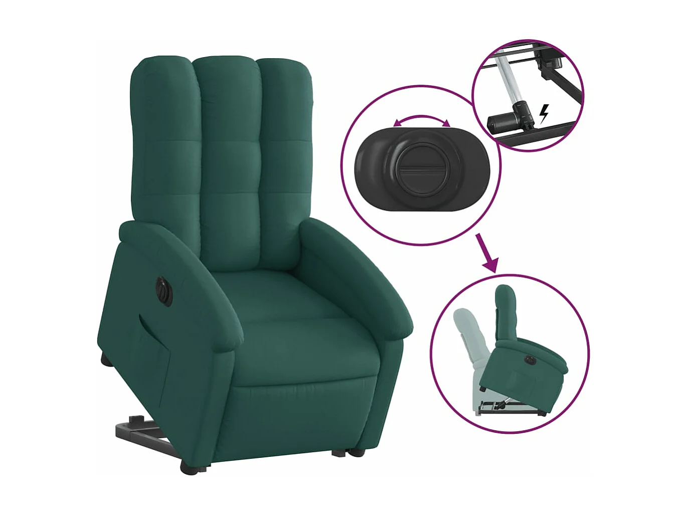 Fauteuil inclinable électrique vert foncé tissu
