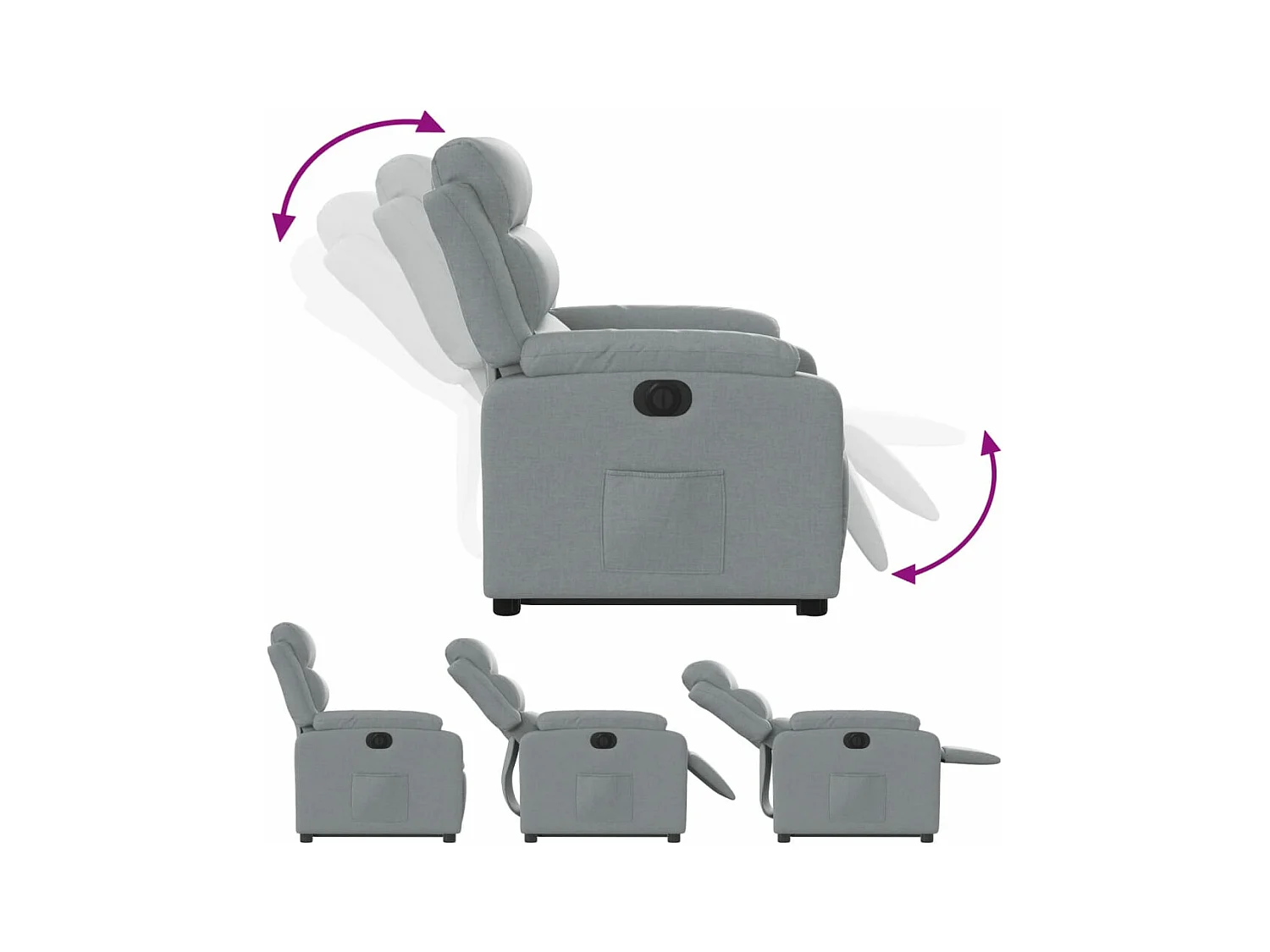 Fauteuil inclinable électrique gris clair tissu