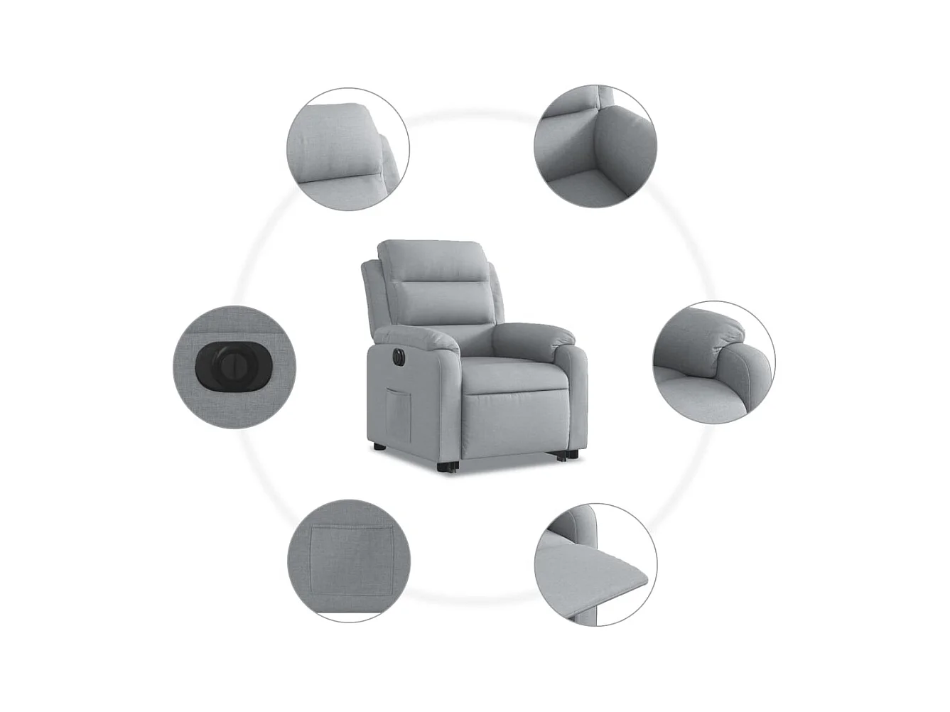 Fauteuil inclinable électrique gris clair tissu