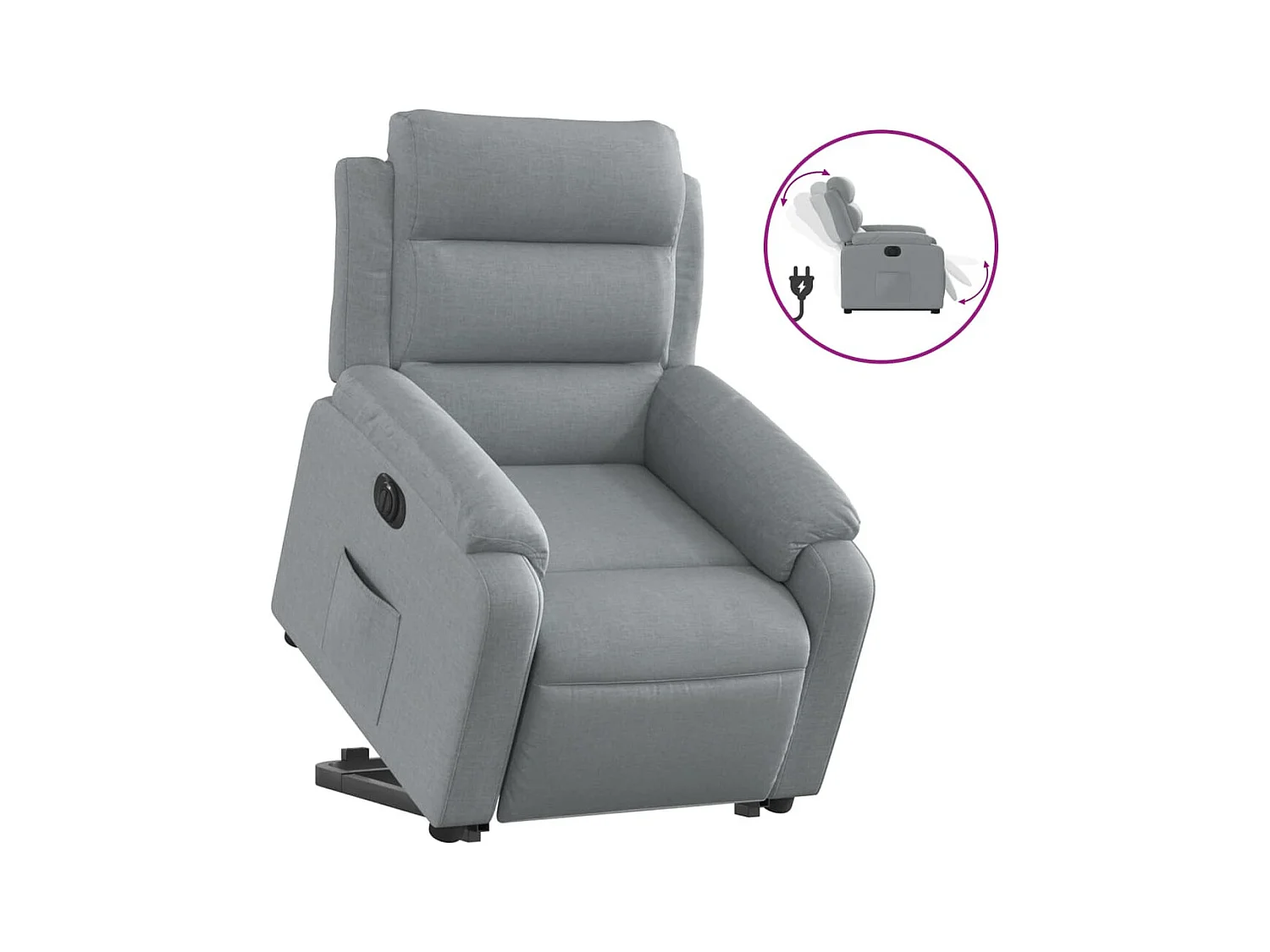 Fauteuil inclinable électrique gris clair tissu