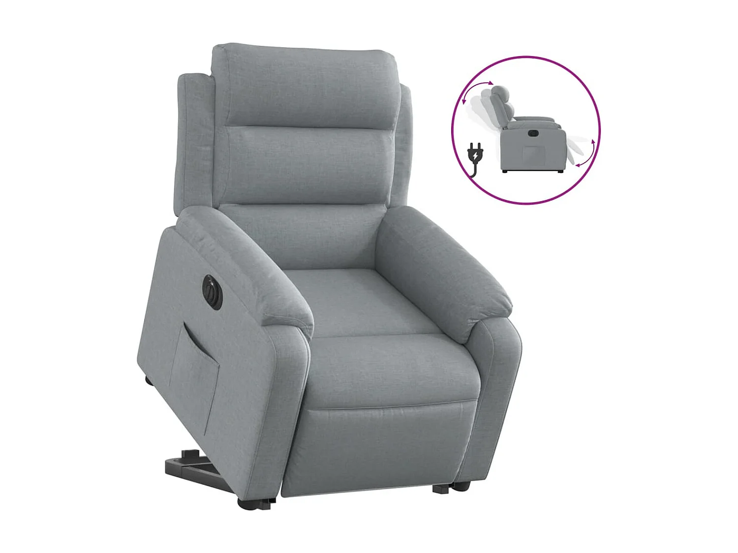 Fauteuil inclinable électrique gris clair tissu