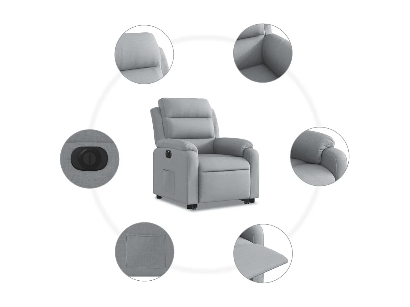 Fauteuil inclinable électrique gris clair tissu