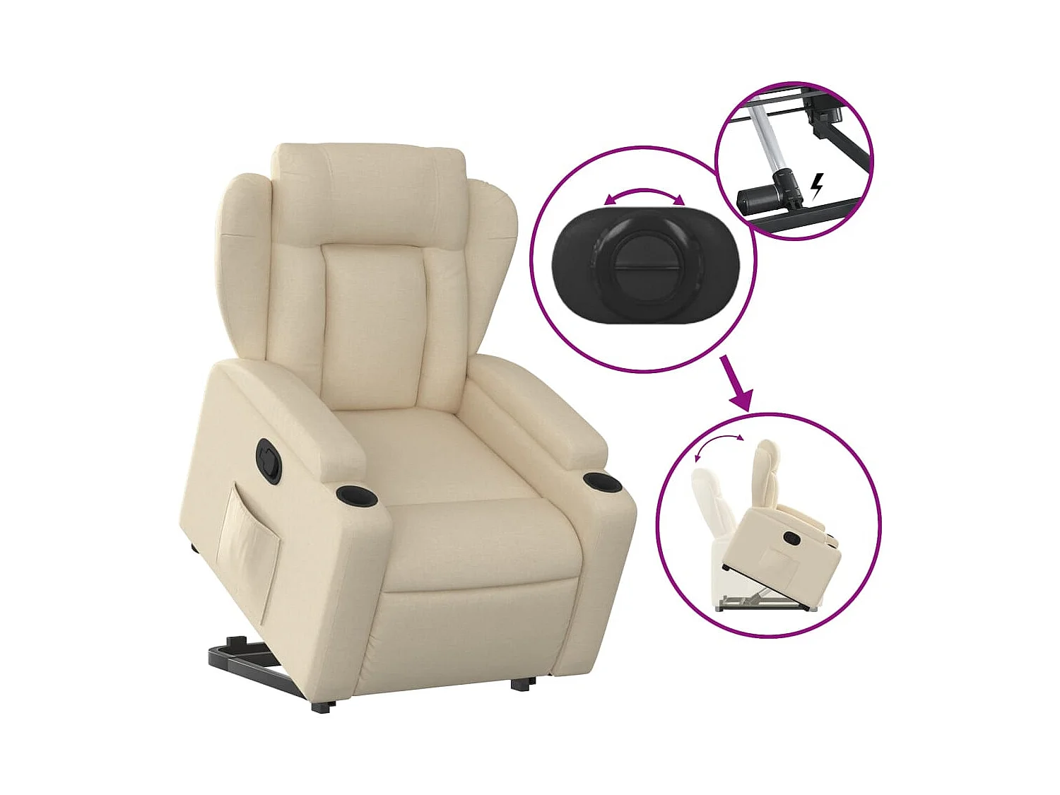 Fauteuil inclinable Crème Tissu